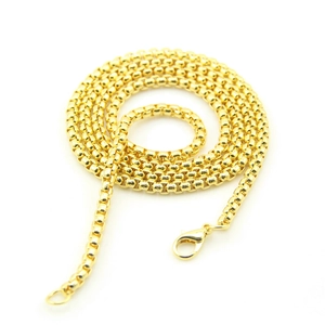Polished gold box chain necklace with lobster clasp closure for men and women