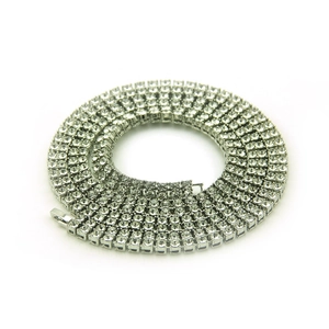 Mens hip hop tennis chain with double rows of sparkling silver crystals in a circular layout