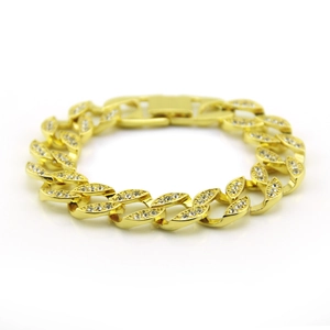 Hip Hop Panzerarmband für Herren in Gold mit glitzernden Kristallen voll besetzt