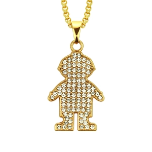 Hip Hop Junge Anhänger Halskette Vergoldete Legierung Mit Strass Eingelegt Für Herren Junge Streetwear Mode Schmuck Geschenk