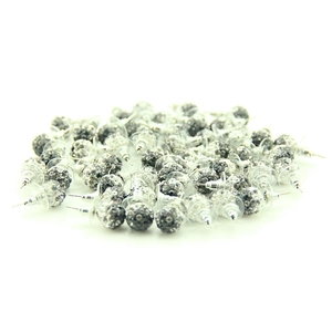 Macro shot of 10mm candy-colored disco ball stud earrings with sparkling crystals