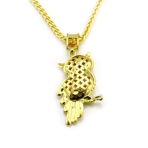 Collier pendentif hibou punk hip hop doré avec motif étoile ajouré au dos du bijou