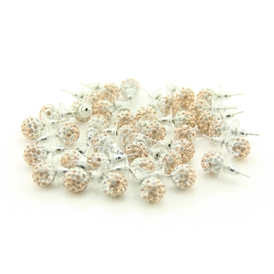 Detailed pile of 10mm candy-colored clay ball stud earrings with sparkling rhinestones
