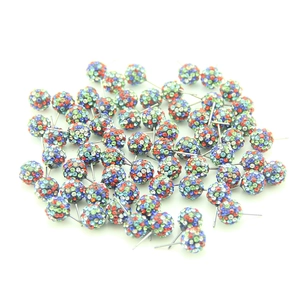 Sparkling crystal pavé ball stud earrings in candy colors with multi-color rhinestones
