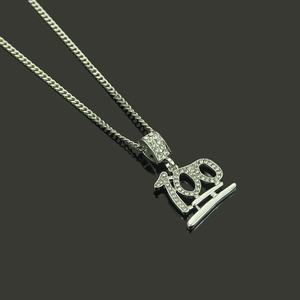 Collana da uomo con ciondolo emoji 100 in argento con zirconi cubici scintillanti