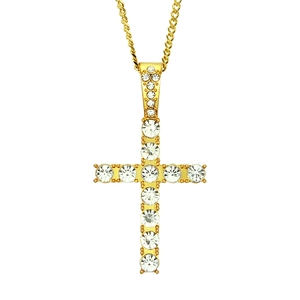 Collana con Pendente a Croce in Strass Iced Out da Uomo Hip Hop con Catena Cubana in Acciaio Inossidabile Gioielli in Lega Placcati Oro Argento Accessorio alla Moda