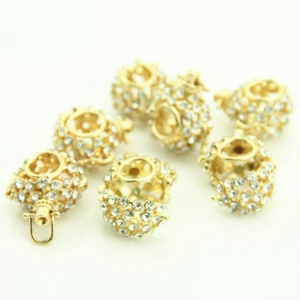 DIY gold hollow ball pendant with pavé crystals for necklaces and jewelry making