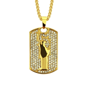 Collier Hip Hop avec Pendentif Statue de la Liberté en Alliage Plaqué Or pour Homme Femme Bijoux Mode avec Strass
