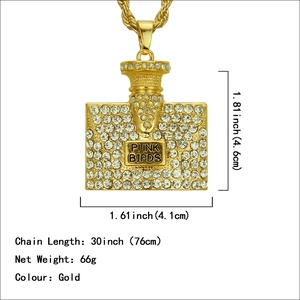 Goldene Parfümflasche Halskette mit glitzernden Strasssteinen und langer 30 Zoll Kette