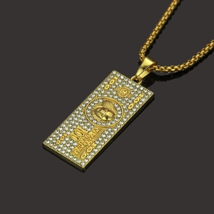 Collier pendentif billet un million de dollars or hip hop avec pierres de zircone cubique