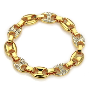 Bracciale Hip Hop in Lega con Strass per Uomo Donna Catena Mariner Iced Out Chicco di Caffè Gioielli Street Dance