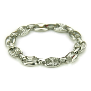 Bracciale a maglie chicco di caffè in argento con diamanti per uomo e donna, stile hip hop
