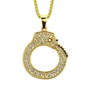 Hip Hop Handschellen Anhänger Halskette Für Herren Legierung Strass Eingelegt Iced Out Bling Street Style Schmuck Geschenk Vierkantkette