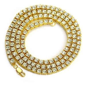 Collar de tenis hip hop para hombre chapado en oro con una fila de strass brillantes