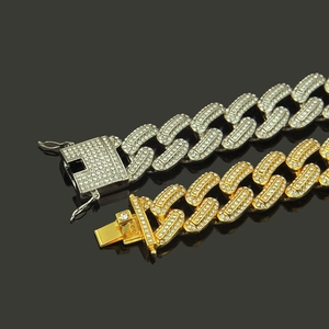 Hip-Hop-Armbänder im Cuban-Link-Stil in Gold und Silber mit funkelndem Kristall-Pavé