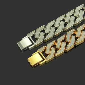 Hip-hop style S-link chain bracelets in gold and silver with glitter matte texture