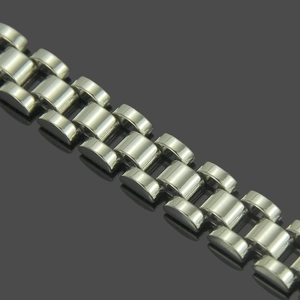 Polished presidential style stainless steel watch bracelet with sleek mirror finish