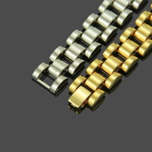 Polished stainless steel presidential link bracelets in gold and silver finish for men
