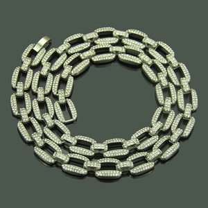 Collier chaîne hip hop argenté pour homme serti de zircons brillants cubiques