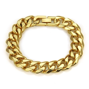 Bracelet Homme en Acier Inoxydable Maille Gourmette Cubaine Hip Hop Miami Bracelet Poli Miroir Couleur Or Argent Bijoux