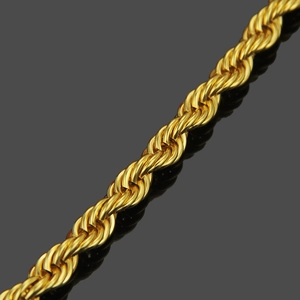Polished 10mm golden rope chain for men with high-shine metallic finish and intricate weave