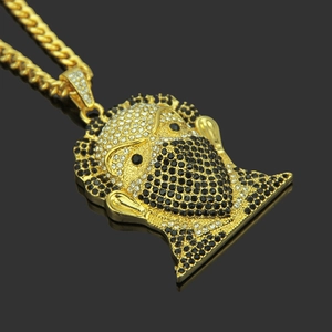 Chaîne cubaine dorée hip hop avec pendentif personnage masqué pour homme