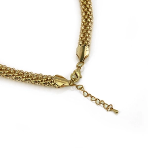 Polished gold lion head necklace featuring a thick popcorn chain and lobster clasp closure
