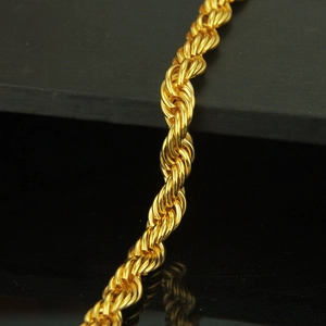 10mm golden rope chain bracelet with a polished hiphop twist design for men