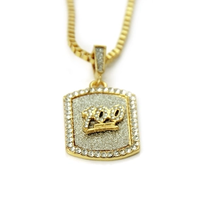 Hip hop style gold pendant necklace with iced out number 100 on box chain for men