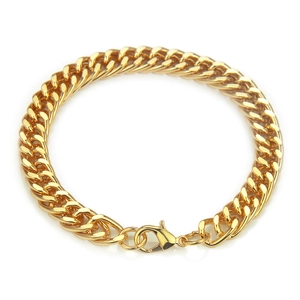 Bracelet gourmette plaqué or 18 carats pour hommes avec un fermoir mousqueton sûr