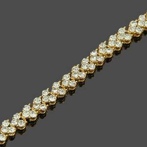 Fashion gold-plated alloy chain bracelet with sparkling round rhinestones for women