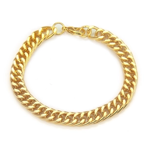 Bracelet gourmette classique plaqué or 18 carats avec fermoir mousqueton pour hommes