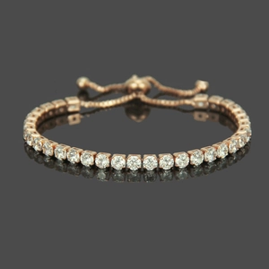 Rose gold adjustable tennis bracelet with minimalist 4mm micro-pave cubic zirconia stones