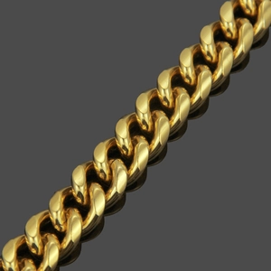 Mens gold-plated Cuban link chain bracelet with diamond-set clasp in heavy metal style