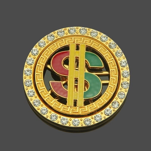 Pendentif Hip Hop Signe Dollar Rotatif en Alliage Strass Motif Grec Émail Accessoire DIY pour Téléphone Bijoux de Création
