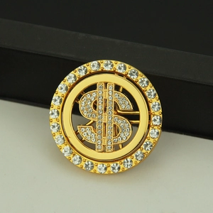 Pendentif signe dollar doré style hip-hop avec cristaux pour accessoires de téléphone DIY