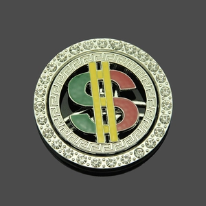 Accessoire dollar rotatif hip-hop avec émail coloré et strass brillants pour bijoux diy