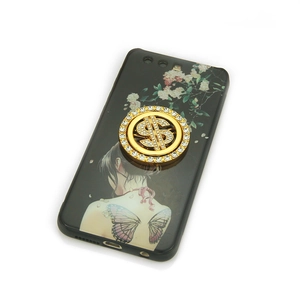 Coque de téléphone avec illustration d'ailes de papillon et support rotatif dollar doré