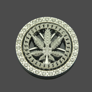 Rotating silver spinning maple leaf pendant with glittering rhinestones for DIY accessories