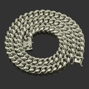 Silberne klobige Panzerkette für Herren mit diamantbesetztem Verschluss im Hip-Hop-Stil
