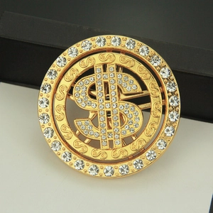 Luxury gold spinning dollar sign charm with sparkling crystals for DIY phone case design