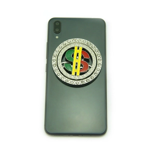 Support anneau rotatif signe dollar avec strass sur smartphone bleu sarcelle foncé