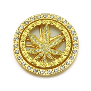 Hip Hop Rotatable Alloy Rhinestone Maple Leaf Pendant DIY Mobile Phone Case Accessory Shiny Gold Silver Plated Leaf Charm