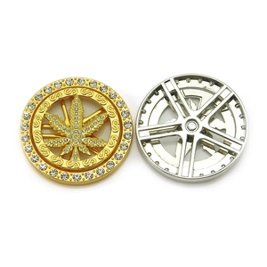 Rotating hip hop maple leaf and car wheel hub metal charms for DIY phone cases