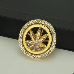 Pendentif feuille d'érable dorée rotative avec cristaux pour accessoires de téléphone DIY