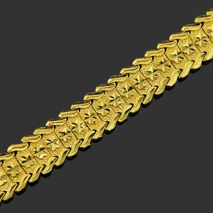 Bracciale hip hop da uomo placcato in oro 18 carati con maglie larghe e motivi a stelle