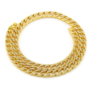Collier en Alliage Hip Hop Mailles Cubaines pour Hommes Plein Strass Pave Iced Out Miami Cuban Collier Bijoux Streetwear Cadeau