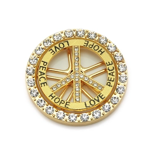 Accessoire de Coque de Téléphone DIY Hip Hop en Alliage Strass Rond Signe de Paix Symbole Dollar Pendentif Amour Paix Espoir
