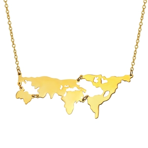 Hip Hop World Map Pendant Necklace For Men Alloy Electroplated Map Outline Geometric Jewelry Gift Gold Silver Fashion Necklaces