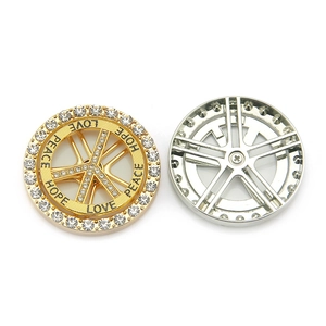 Pendentif rotatif en alliage avec gravure Peace Love Hope et strass brillants DIY